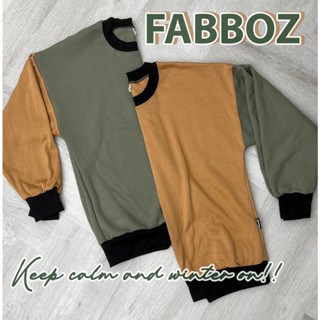 FABBOZ Two Tone Sweatshirts เสื้อแขนยาวคอกลม โอเวอร์ไซด์