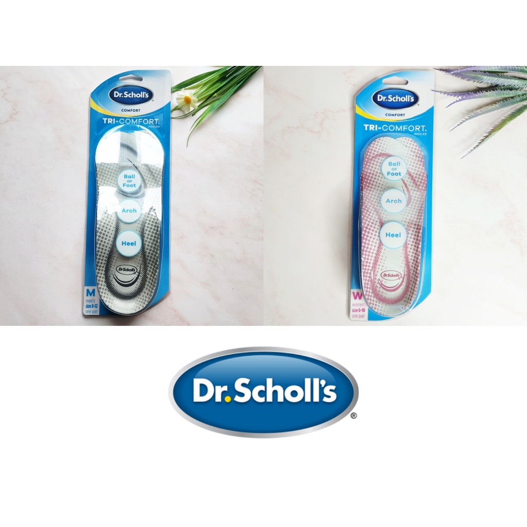 [Dr.Scholl's®] Tri-Comfort Insoles for Ball of Foot, Arch and Heel 1 Pair แผ่นรอง รองเท้า แผ่นเสริมส้น