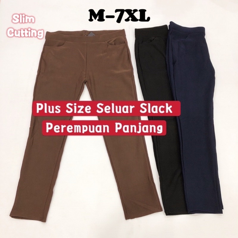M/7XL 2682 Plus Size Seluar Slack Perempuan/Lady Long Slack Pants/Plus Size Women Slack Pants/ Selua