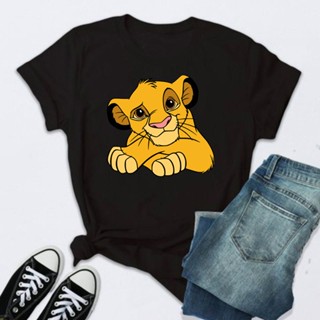 The Lion King Simba Print Women T Shirt Cartoon Summer Top Ladies T Shirt Graphic Female Tee T-Shirt Disney Womens Cloth