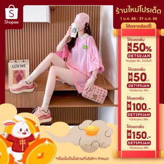 [🎉ลด 50% ใส่โค้ด DET50JAN ]เสื้อคอปกOversizeแขนสั้น แฟชั่นสไตล์เกาหลีแขนระบายสวยๆ สินค้านำเข้าพร้อมส่ง