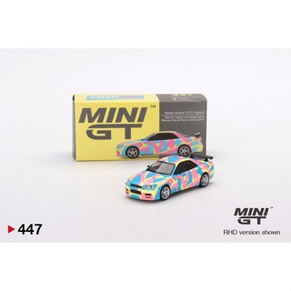 MINI GT 1/64 No.447 Nissan Skyline GT-R (R34) V-Spec II MINI GT Digital Camouflage Yellow 2022 Malaysia Diecast Expo