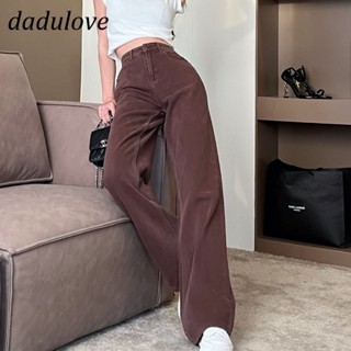 DaDulove💕 New Korean Style Brown Retro Jeans High Waist Fashion Wide Leg Pants Loose Womens Straight Leg Pants