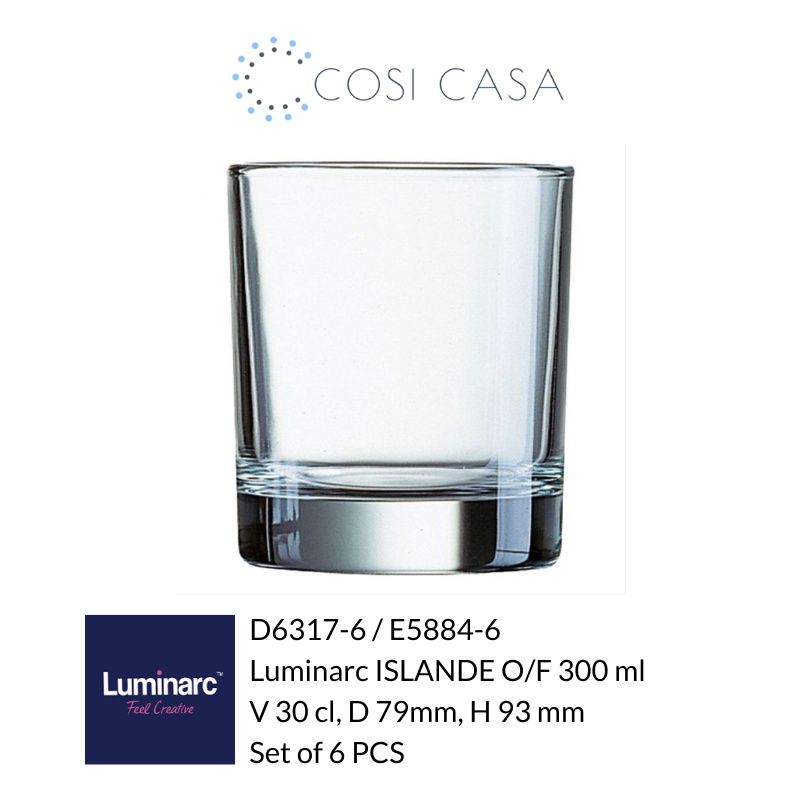 Cosicasa Luminarc ISLANDE O/F Glass 300ml D 79mm H 93mm D6317 x 6 ชิ้น
