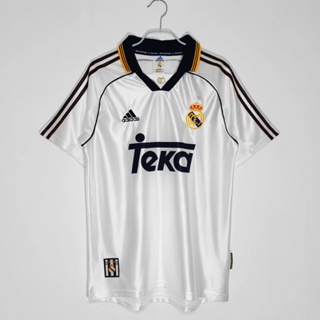 เสื้อกีฬาแขนสั้น ลายทีมชาติฟุตบอล Real Madrid 1999/01 Real Madrid ไซซ์ S-XXL ชุดเหย้า สไตล์วินเทจ AAA