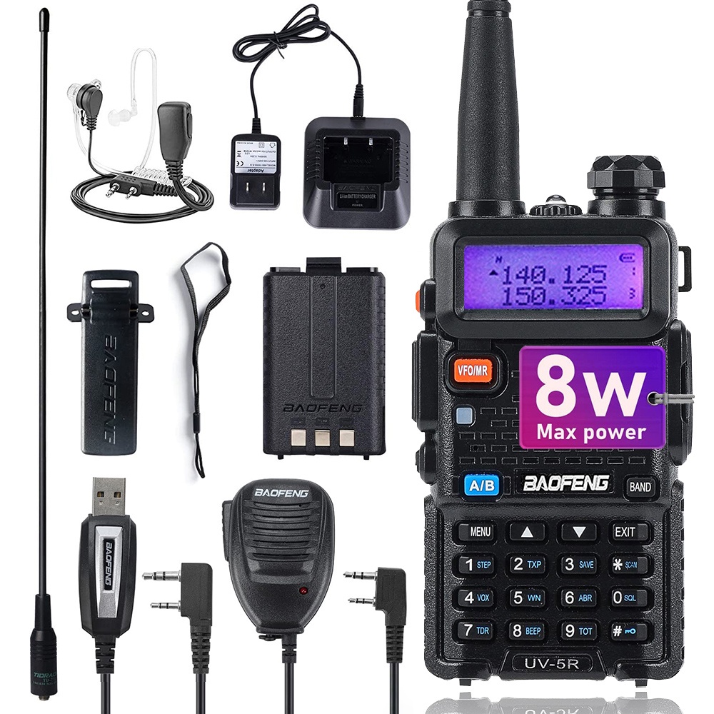 VHF UV5R 8W High Ower Walkie Talkie Dualband Two Way Radio Vhf/uhf