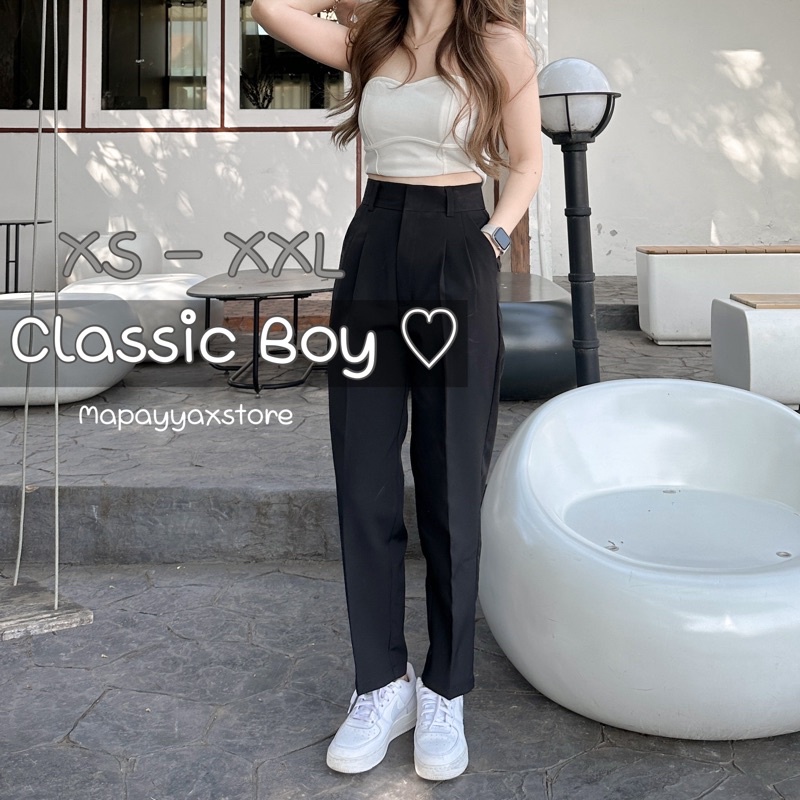 Mapayyaxstore : Classic Boy กางเกงทรงบอย เอวสูงผ้าดีมาก ใส่ได้ทุกโอกาส 💖