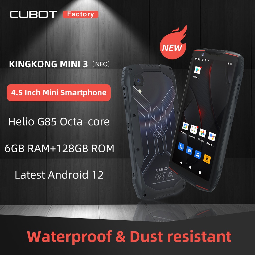Cubot KingKong MINI 3, สมาร์ทโฟนขนาดเล็ก 4.5 นิ้ว, Helio G85 Octa-Core, 6GB+128GB, Dual SIM,NFC, โทร