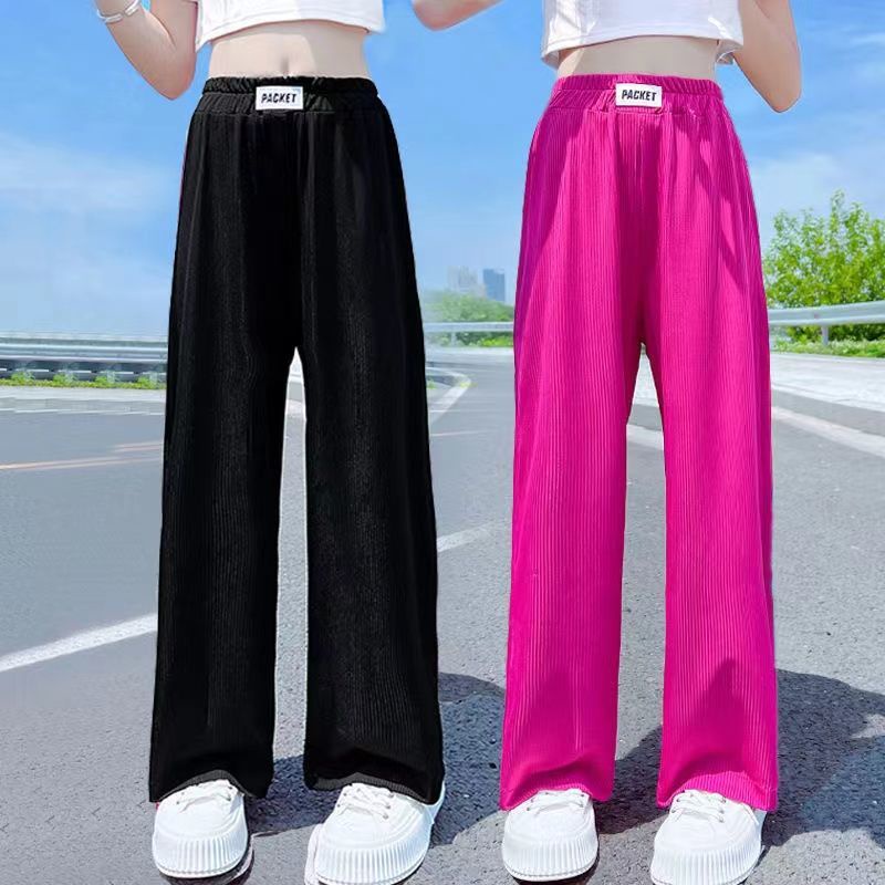 Bottoms 78 บาท กางเกงยีนขากว้างลําลอง ผ้าเรยอน แบบบาง ทรงหลวม แฟชั่นฤดูร้อน สําหรับเด็กผู้หญิง Baby & Kids Fashion