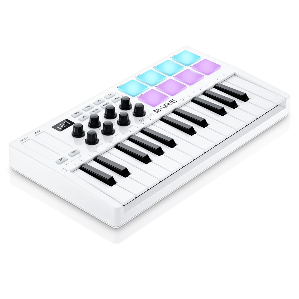 MWAVE 25 Key USB MIDI Keyboard Controller With 8 Backlit Drum Pads