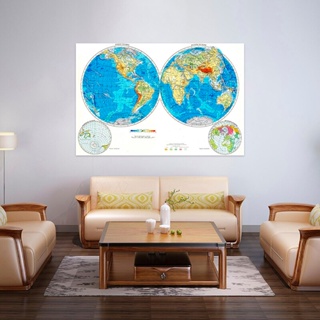 [In Stock Store] โปสเตอร์ภาพวาด The World Map In Russian ไม่มีกรอบ ขนาด 225x150 ซม. สําหรับตกแต่งผนังบ้าน ห้องนั่งเล่น