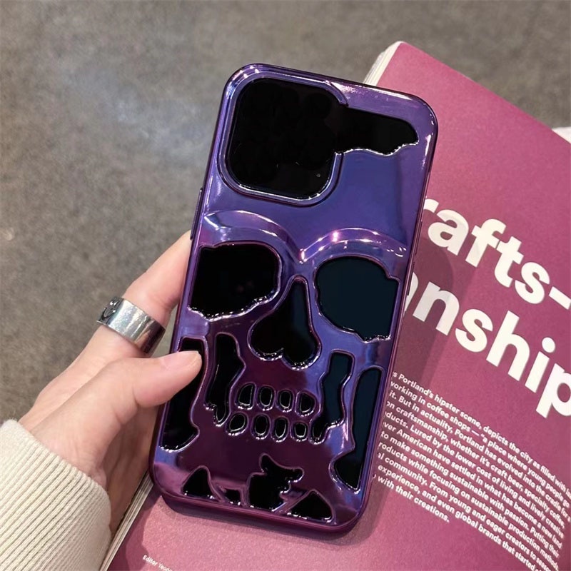 Skull Skeleton TPU Plating Phone Case for iPhone 14 14Plus 13Pro 11 12Pro Max Protection Back Cover