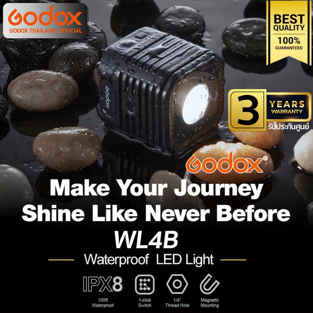 Godox LED WL4B - Waterproof, แสงขาว 5600K, Lithium Battery / Godox Thailand