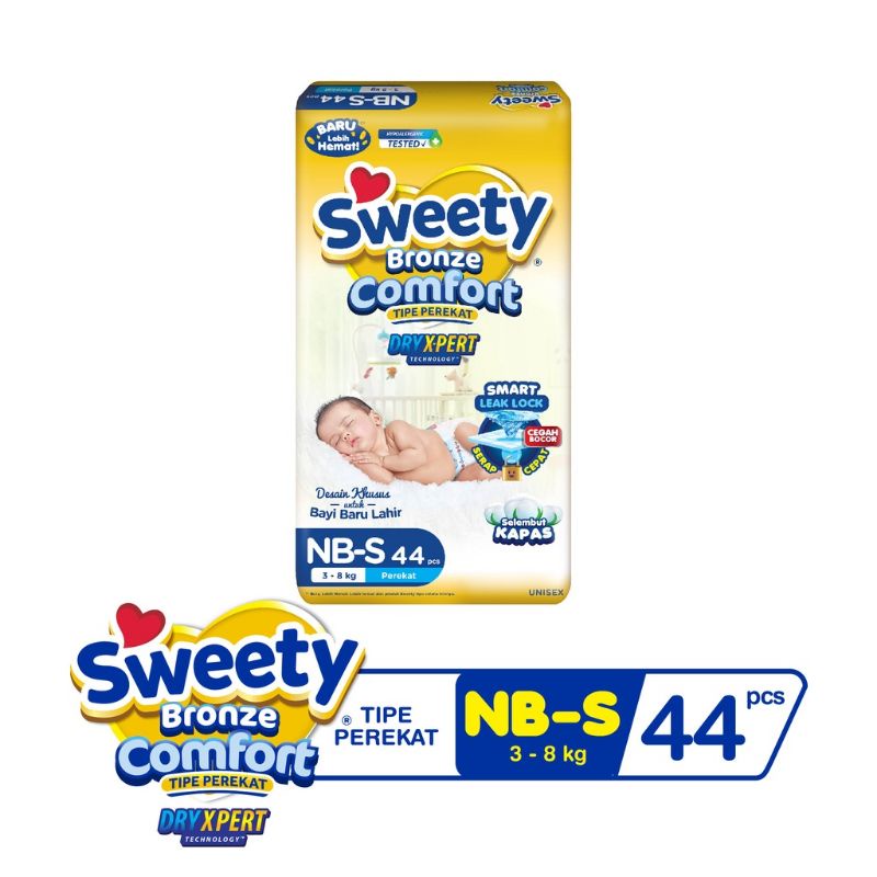 Sweety Bronze Dry Xpert Comfort NB-S 44 Pampers Pospak ชนิดกาว