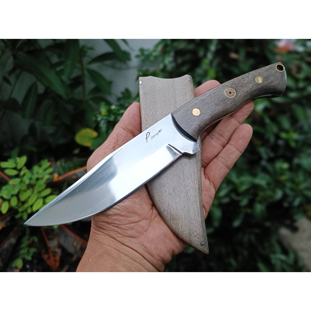 มีดแคมป์ มีดโบวี่ bowie knife มีดแล่ มีดต่อสู้ มีดเดินป่า ใบ 5.2” เหล็ก 440C ต้านสนิม ด้ามประกบไม้มะ