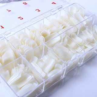 【AG】500Pcs/Box Nail Tips Transparent Lightweight Color Round Head Fake Nails for Women