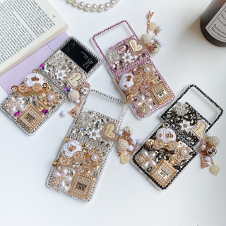 เคสโทรศัพท์ ประดับเพชรเทียม แฮนด์เมด DIY สําหรับ Samsung Galaxy Z Flip 3 4 5