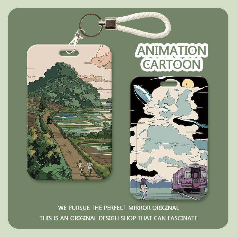 ซองใส่บัตรอาหาร ลายการ์ตูนอนิเมะ Hayao Miyazaki: พร้อมสายคล้อง สําหรับนักเรียน