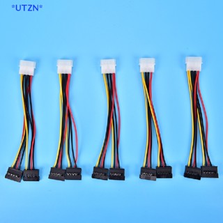 Utzn&gt; ใหม่ อะแดปเตอร์แยกสายเคเบิล 4PIN เป็น 2 SATA 2 ทาง 4 Pin -15 Pin