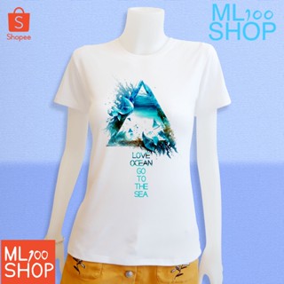 เสื้อยืดลาย Ocean ผ้า TK พิมพ์ลายลงในเนื้อผ้า - ML100SHOP (คอกลม)