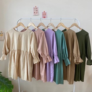 BMM1501 SANDY DRESS มี6สี มินิเดรสแขนยาว แขนบอลลูนปล่อยระบายข้อมือ