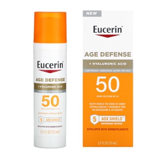 โลชั่นกันแดด Eucerin Sun Age Defense SPF 50 Face Sunscreen Lotion with Hyaluronic Acid, Facial Sunscreen