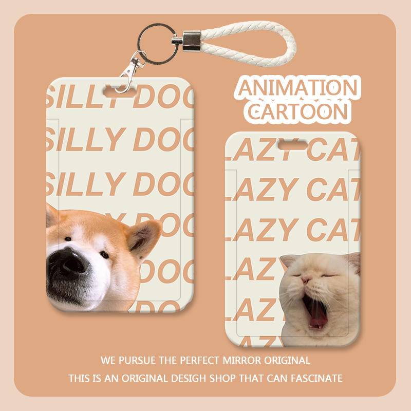 กระเป๋าใส่บัตรประจําตัว บัตรรถบัส และรถไฟใต้ดิน รูปสุนัข และแมว สําหรับนักเรียน