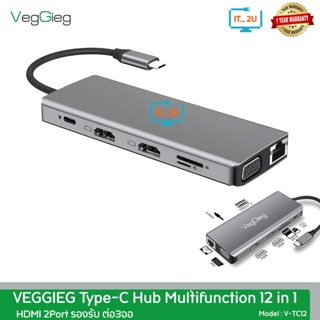 Veggieg V-TC12 USB-C 12 in 1 Multifunctional Adapter (HDMI,VGA,LAN,PD,READER,USB3.0,Audio)