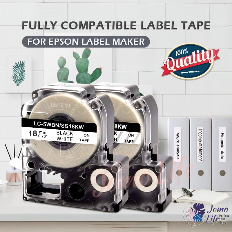 ใช้งานร่วมกับ Epson ป้ายเทปสีดําบนสีขาว 12 มม.18 มม.Lw 300 Z700 K400 600P Z900 1000P King Jim ป้ายเค