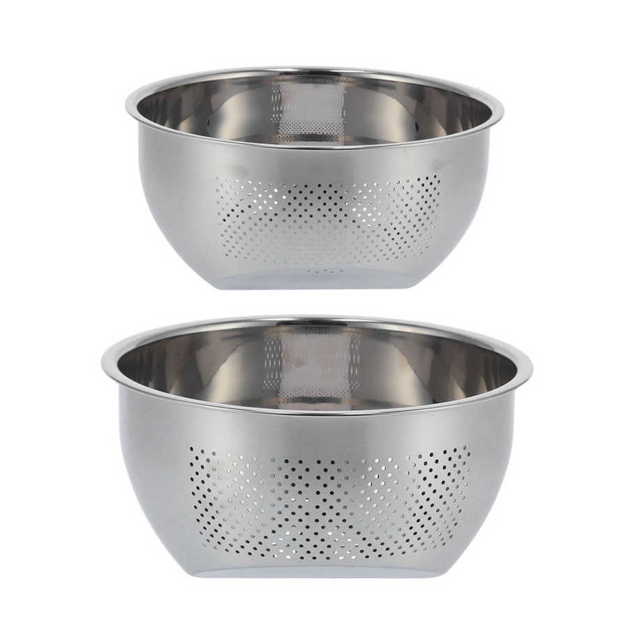 Rice Washing Bowl Stainless Steel Drain Basket Kitchen Strainer Rice Strainer for Fruit Rice Vegetab
