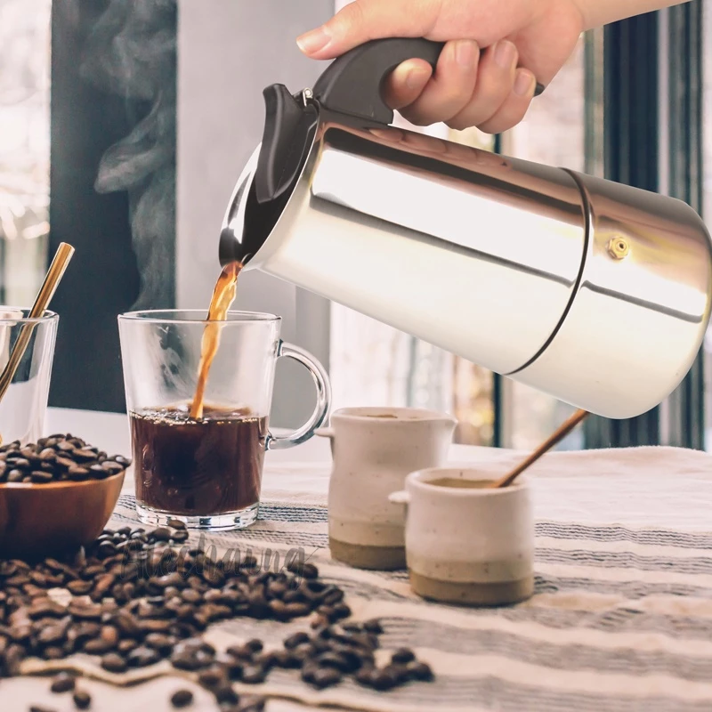 Alechaung หม้อกาแฟ สแตนเลส มอคค่าพอท 300มล/450มล เครื่องชงกาแฟสด หม้อต้มกาแฟ เอสเปรสโซ่พอท Moka pot thumbnail 3