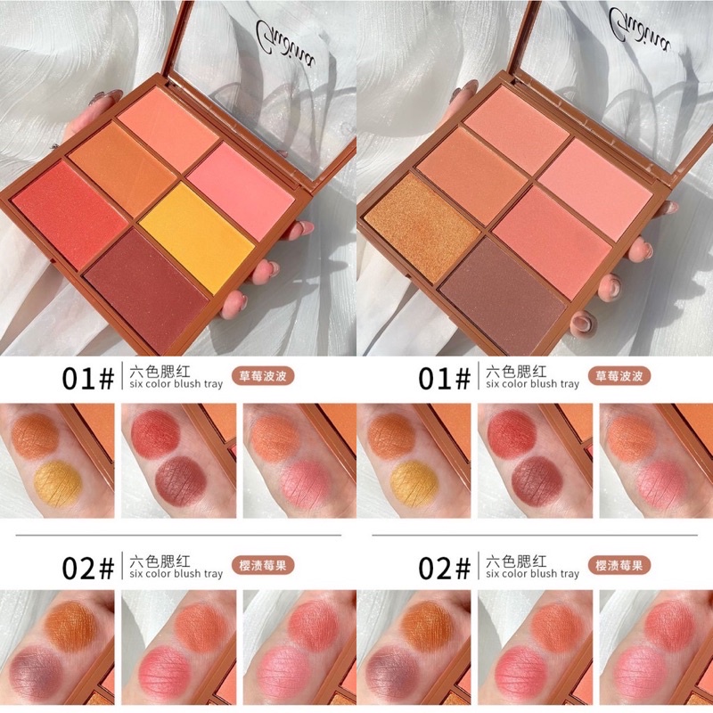 0518 (ใหม่/แท้) GUDINA ตลับบลัชออนโทนส้ม ชมพูพีช ส้มพีช เนื้อดี สีสวย ติดทน Blusher 6สี