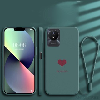 [ฟรีสายคล้อง] เคสซิลิโคนยาง ลายหัวใจ กันกระแทก สําหรับ Vivo Y02 2022 Y02s Y16 Y35 Y22 Y22s