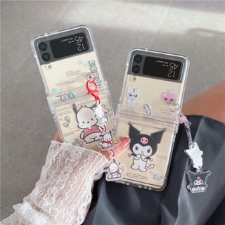 เคสใส การ์ตูนน่ารัก Samsung Galaxy Z Flip 4 Z Flip 3 Z Flip 4 Zlip 3 พร้อมจี้บานพับ ใส กันกระแทก เคสโทรศัพท์ป้องกัน