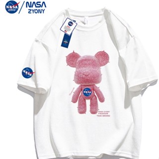 เสื้อยืดแขนสั้น คอกลม ผ้าฝ้าย พิมพ์ลาย NASA ทรงหลวม แฟชั่นฤดูร้อน สําหรับผู้ชาย และผู้หญิงยืด.สบาย.รัก_39