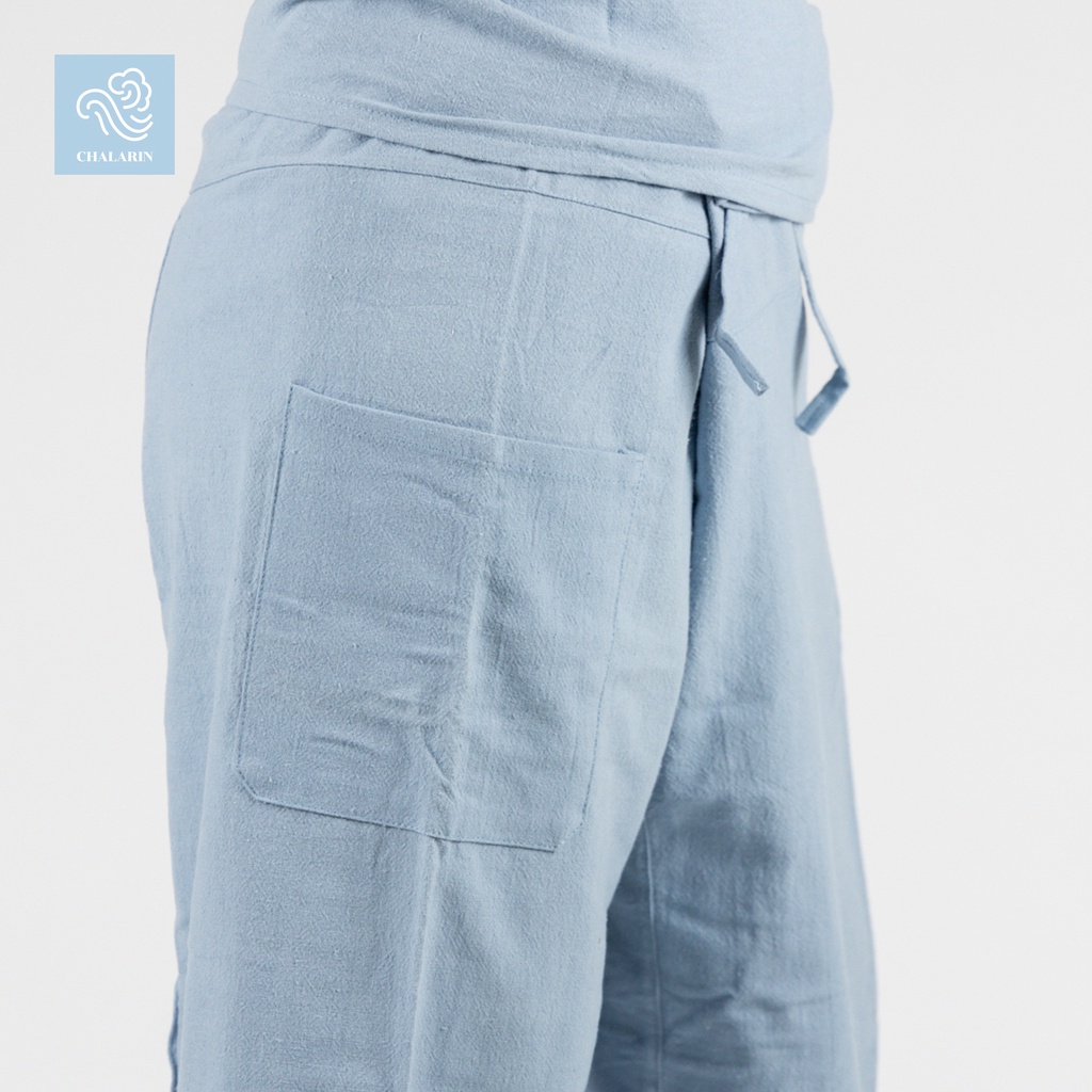 สีเทาอ่อน กางเกงเลผ้าฝ้าย ขายาว ไซส์ใหญ่