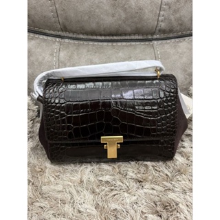 #Tory Burch #Juliette Embossed Mini Satchel สี Dark Mahogany  เรียบหรู