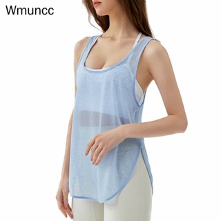 Wmuncc เสื้อกีฬาลําลอง ทรงหลวม ระบายอากาศ ใส่ข้างนอก วิ่ง ฟิตเนส ยิม เสื้อโยคะ สําหรับผู้หญิง