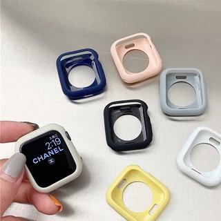 เคสซิลิโคนสำหรับนาฬิกาอัจฉริยะ 11 10 9 8 7 6 SE 5 4 3 2 1 เคสสีแคนดี้สีทึบ 38mm40mm42mm45mm44mm41mm49mm46mm