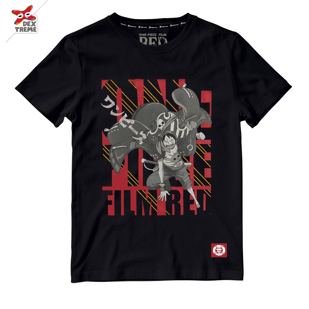 Dextreme เสื้อยืดวันพีซ (DOP-1602) One Piece Film Red ลาย ลูฟี่ Luffy มี สีดำ และ สีแดง