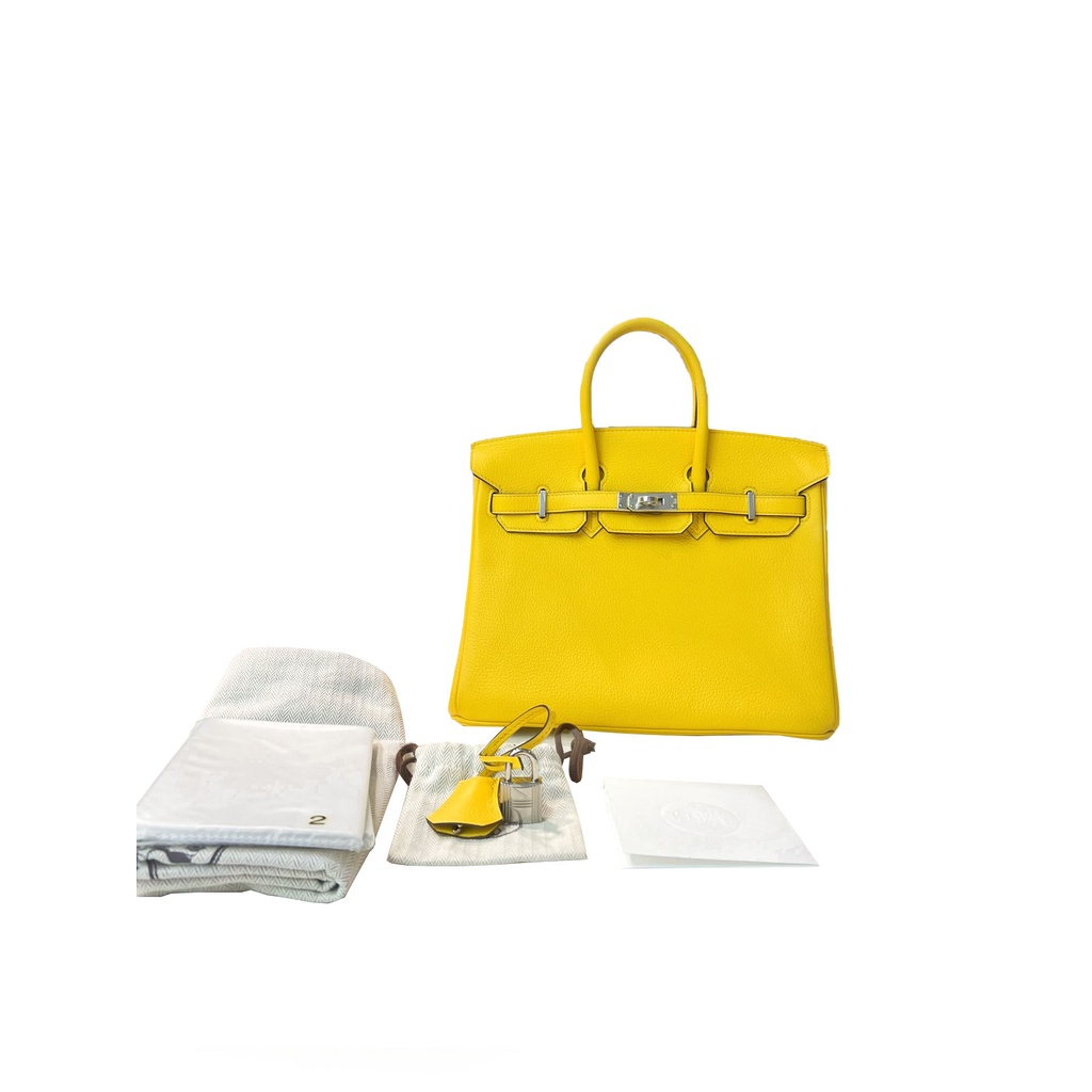 ✧◐▪Hermes Hermes Birkin Bag กระเป๋าสะพายสุภาพสตรี Yellow Hand แท้