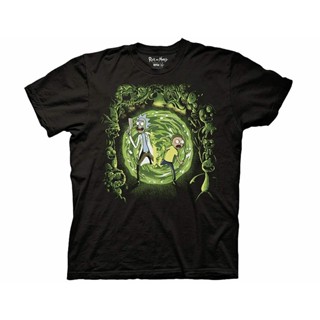 คอลูกเรือเสื้อยืดคอกลมเสื้อยืด พิมพ์ลาย Rick And Morty Portal And Monsters สีดํา สําหรับผู้ใหญ่ผ้าฝ้ายแท้ เสื้อยืดช_30