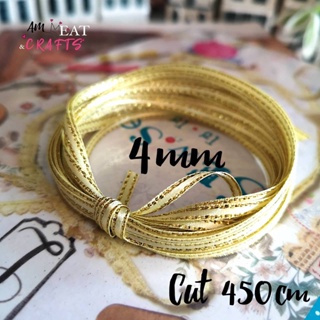 4MM 5y ริบบิ้น ผ้าซาติน ขอบทอง (มีหลายสีให้เลือก) ขนาดเล็ก กว้าง 4 มิล x ความยาว 450 เซนติเมตร สินค้าพร้อมส่ง