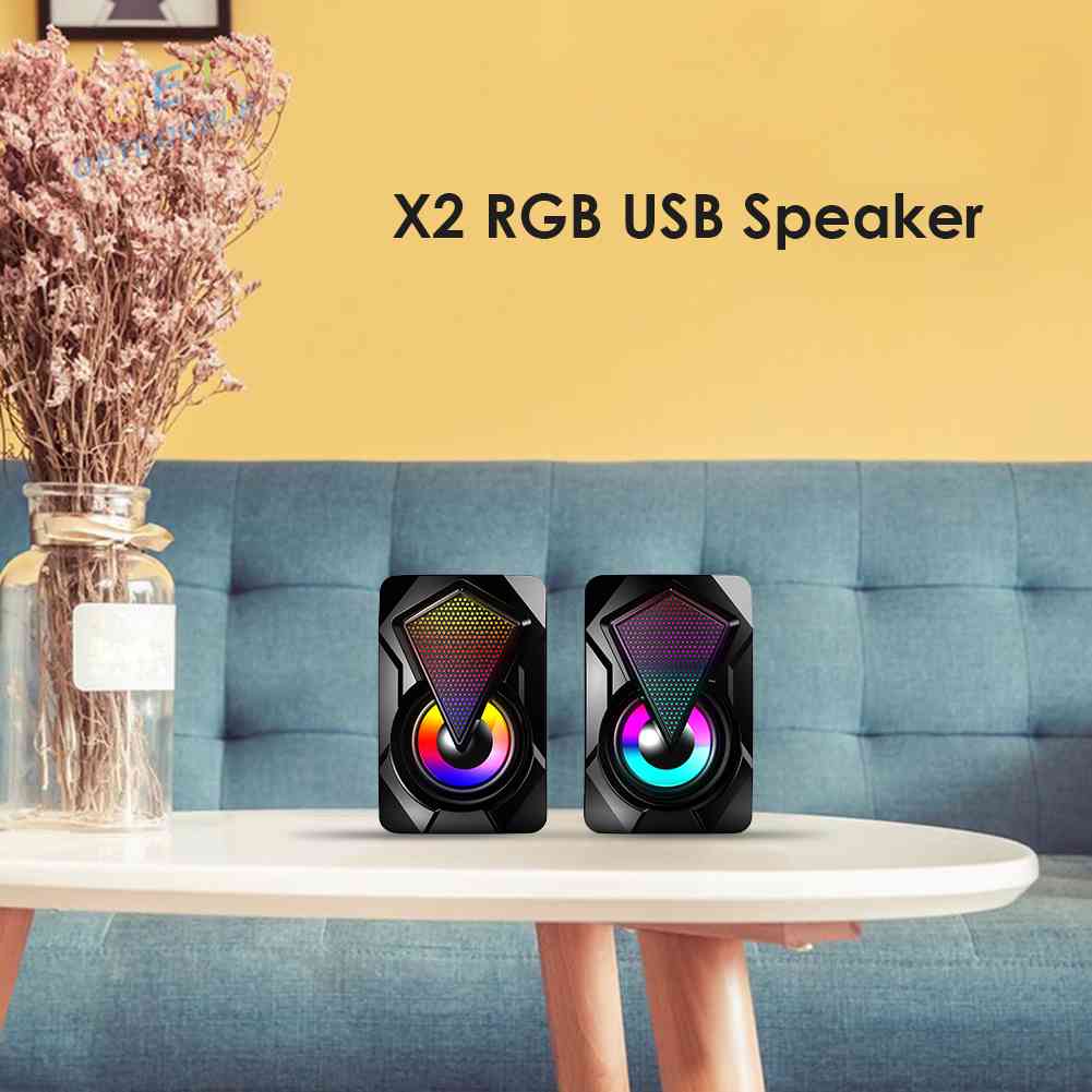 X2 ลําโพงคอมพิวเตอร์ USB 3Wx2 เบส พร้อมไฟ RGB สําหรับ PC #8