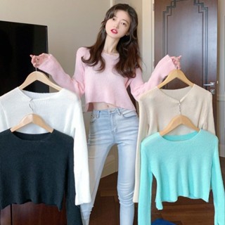 พร้อมส่ง เสื้อกันหนาวแขนยาว คอกลม ทรงหลวม เข้ากับทุกการแต่งกาย แฟชั่นฤดูใบไม้ร่วง สไตล์เกาหลี สําหรับผู้หญิง 2022