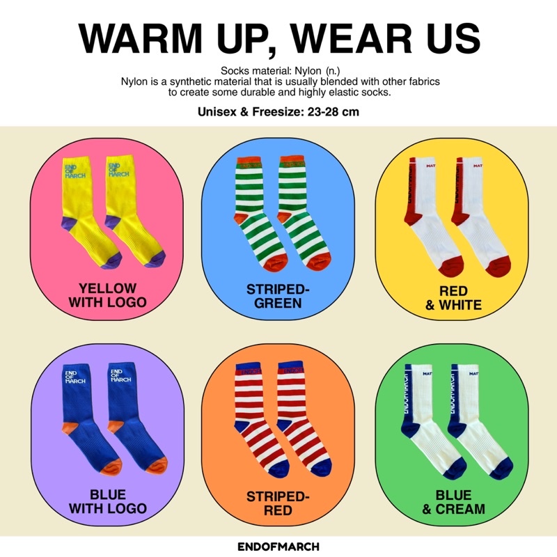 ENDOFMARCH | WARM UP SOCKS ถุงเท้าไนล่อน ข้อยาวครึ่งแข้ง