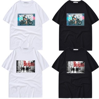 【2023】zeze เสื้อยืดผู้ชาย สตรีทแฟชั่น หลวมและสบาย เสื้อยืดผู้หญิง บีทเทิลย้อนยุค ลายรถมอไซค์ เสื้อยืดใหม่ 2023 เสื้อยืดส