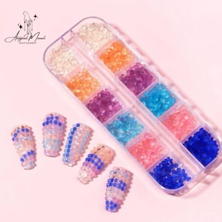 อุปกรณ์แต่งเล็บพลอยเทียมคริสตัลเรืองแสงในที่มืด 12ช่อง