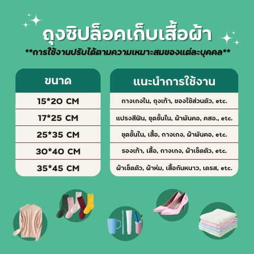 🤍พร้อมส่ง🤍 ถุงซิปล็อคเก็บเสื้อผ้า ไม่เจาะรู ถุงซิปล็อคเก็บของ แบบขุ่น ถุงซองซิปล็อค ถุงซิบล็อค ถุงซิปรูด