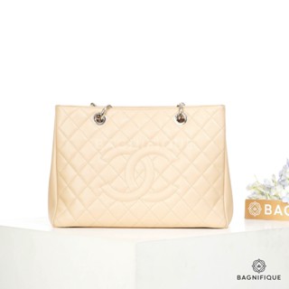 CHANEL GST MEDIUM BEIGE CANVAS SHW